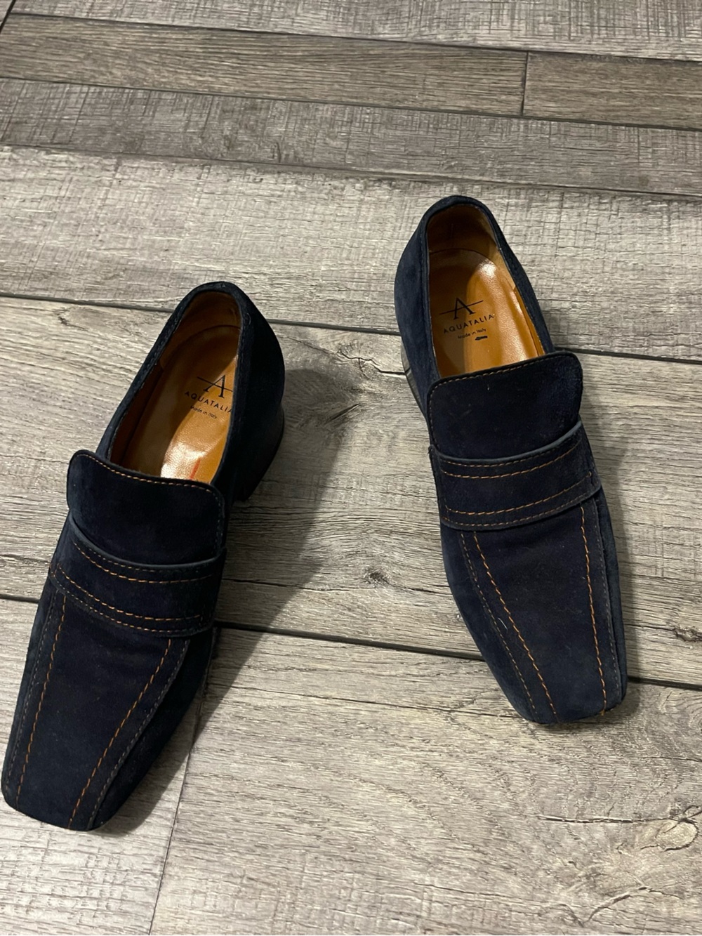 Aquatalia Navy Suede Slip-On Loafers size 6